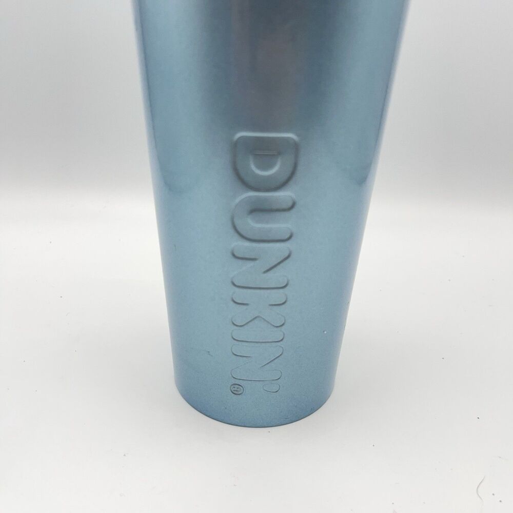 Dunkin Donuts 24oz Stainless Steel Sipper Tumbler Iridescent Blue EUC - Picture 5 of 16